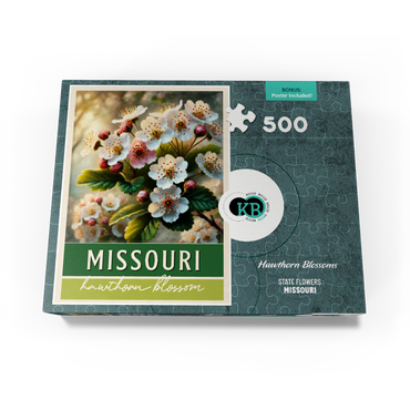 State Flowers Series: Missouri, Hawthorn Blossom, green 500 Jigsaw Puzzle box view3