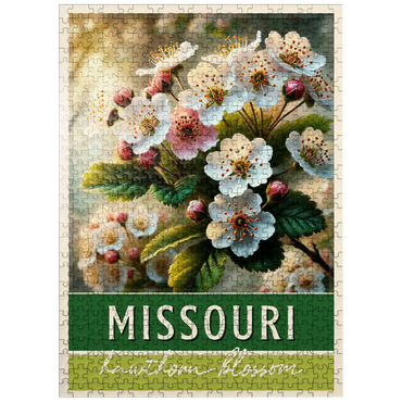 puzzleplate State Flowers Series: Missouri, Hawthorn Blossom, green 500 Jigsaw Puzzle