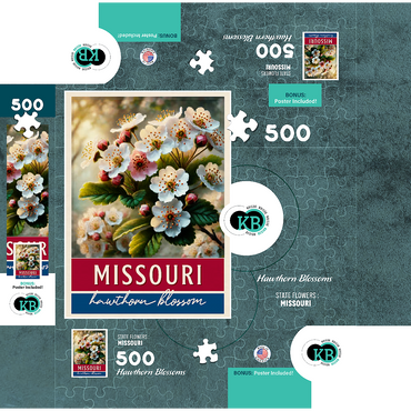 State Flowers Series: Missouri, Hawthorn Blossom 500 Jigsaw Puzzle box 3D Modell
