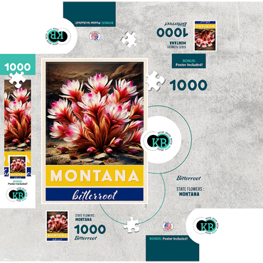 State Flowers Series: Montana, Bitterroot 1000 Jigsaw Puzzle box 3D Modell