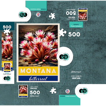 State Flowers Series: Montana, Bitterroot 500 Jigsaw Puzzle box 3D Modell