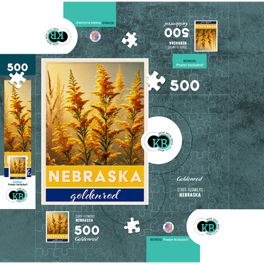 State Flowers Series: Nebraska, Goldenrod 500 Jigsaw Puzzle box 3D Modell