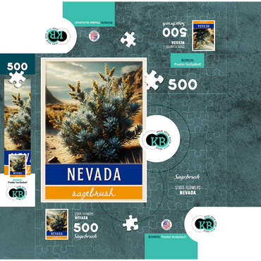 State Flowers Series: Nevada, Sagebrush 500 Jigsaw Puzzle box 3D Modell