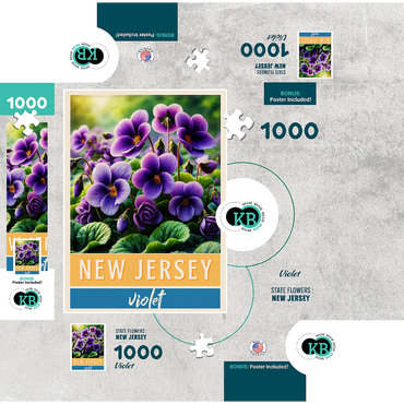 State Flowers Series: New Jersey, Violet 1000 Jigsaw Puzzle box 3D Modell