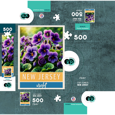 State Flowers Series: New Jersey, Violet 500 Jigsaw Puzzle box 3D Modell
