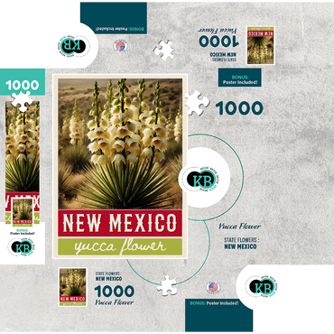 State Flowers Series: New Mexico, Yucca Flower 1000 Jigsaw Puzzle box 3D Modell