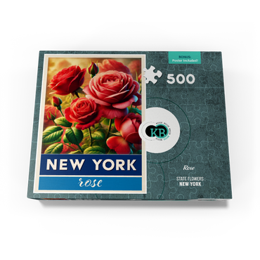 State Flowers Series: New York, Rose 500 Jigsaw Puzzle box view3