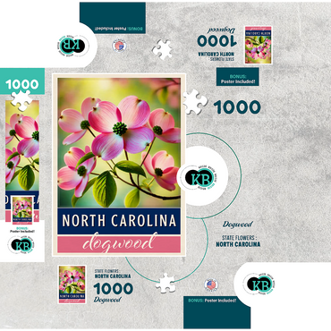 State Flowers Series: North Carolina, Dogwood, Pink 1000 Jigsaw Puzzle box 3D Modell
