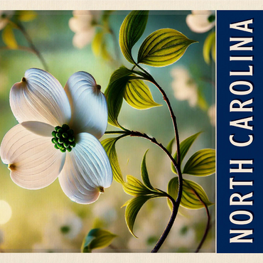 State Flowers Series: North Carolina, Dogwood, White 1000 Jigsaw Puzzle 3D Modell