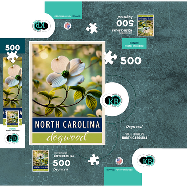 State Flowers Series: North Carolina, Dogwood, White 500 Jigsaw Puzzle box 3D Modell