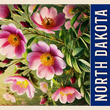 State Flowers Series: North Dakota, Wild Prairie Rose 1000 Jigsaw Puzzle 3D Modell