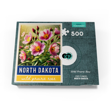 State Flowers Series: North Dakota, Wild Prairie Rose 500 Jigsaw Puzzle box view3