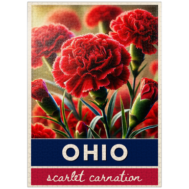 puzzleplate State Flowers Series: Ohio, Scarlet Carnation 1000 Jigsaw Puzzle
