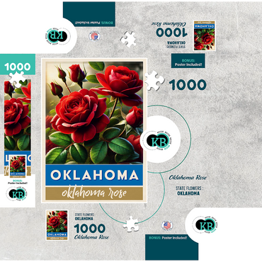 State Flowers Series: Oklahoma, Oklahoma Rose 1000 Jigsaw Puzzle box 3D Modell
