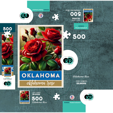 State Flowers Series: Oklahoma, Oklahoma Rose 500 Jigsaw Puzzle box 3D Modell