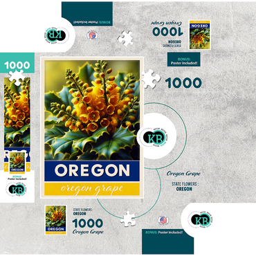 State Flowers Series: Oregon, Oregon Grape 1000 Jigsaw Puzzle box 3D Modell