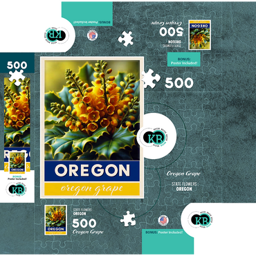 State Flowers Series: Oregon, Oregon Grape 500 Jigsaw Puzzle box 3D Modell