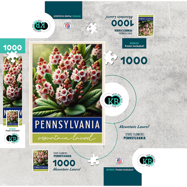 State Flowers Series: Pennsylvania, Mountain Laurel 1000 Jigsaw Puzzle box 3D Modell