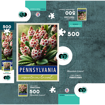 State Flowers Series: Pennsylvania, Mountain Laurel 500 Jigsaw Puzzle box 3D Modell