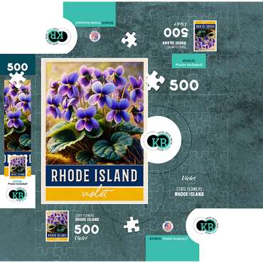 State Flowers Series: Rhode Island, Violet 500 Jigsaw Puzzle box 3D Modell