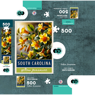 State Flowers Series: South Carolina, Yellow Jessamine 500 Jigsaw Puzzle box 3D Modell