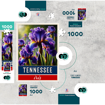 State Flowers Series: Tennessee, Iris 1000 Jigsaw Puzzle box 3D Modell