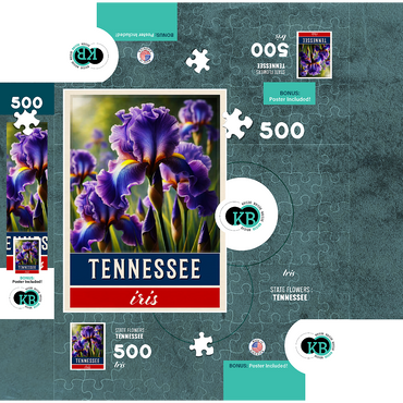 State Flowers Series: Tennessee, Iris 500 Jigsaw Puzzle box 3D Modell