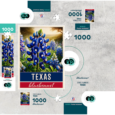 State Flowers Series: Texas, Bluebonnet 1000 Jigsaw Puzzle box 3D Modell