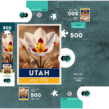 State Flowers Series: Utah, Sego Lily 500 Jigsaw Puzzle box 3D Modell
