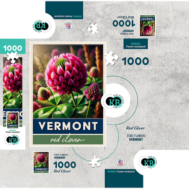 State Flowers Series: Vermont, Red Clover 1000 Jigsaw Puzzle box 3D Modell
