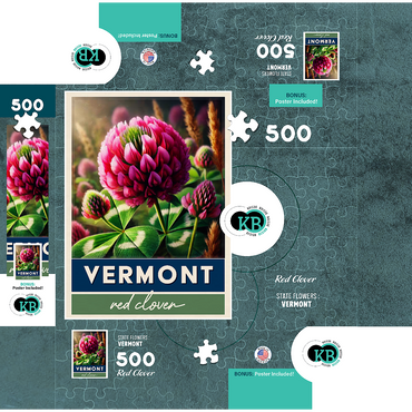 State Flowers Series: Vermont, Red Clover 500 Jigsaw Puzzle box 3D Modell