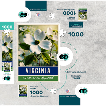 State Flowers Series: Virginia, American Dogwood 1000 Jigsaw Puzzle box 3D Modell
