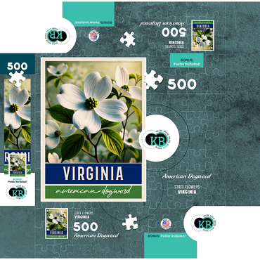 State Flowers Series: Virginia, American Dogwood 500 Jigsaw Puzzle box 3D Modell