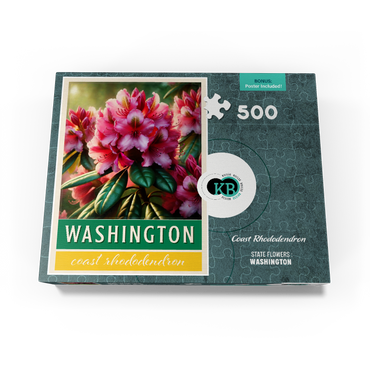 State Flowers Series: Washington, Coast Rhododendron 500 Jigsaw Puzzle box view3