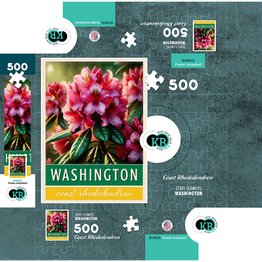 State Flowers Series: Washington, Coast Rhododendron 500 Jigsaw Puzzle box 3D Modell