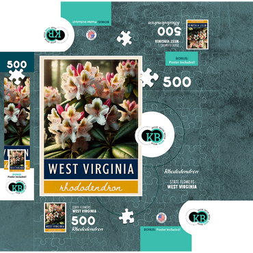 State Flowers Series: West Virginia, Rhododendron 500 Jigsaw Puzzle box 3D Modell