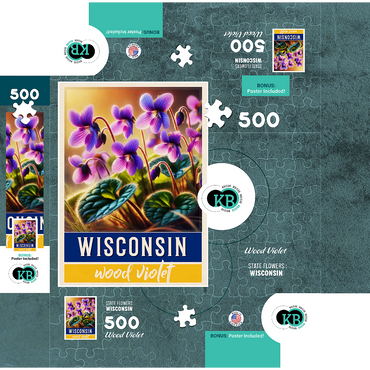 State Flowers Series: Wisconsin, Wood Violet 500 Jigsaw Puzzle box 3D Modell