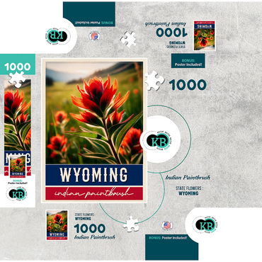 State Flowers Series: Wyoming, Indian Paintbrush 1000 Jigsaw Puzzle box 3D Modell