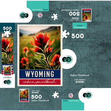 State Flowers Series: Wyoming, Indian Paintbrush 500 Jigsaw Puzzle box 3D Modell