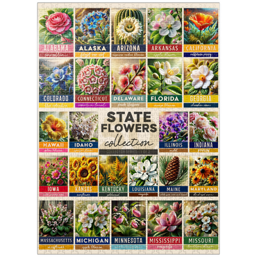puzzleplate State Flowers Series: 50 State Flowers Collage, Part 1 of 2 1000 Jigsaw Puzzle