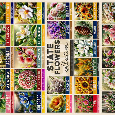 State Flowers Series: 50 State Flowers Collage, Part 1 of 2 1000 Jigsaw Puzzle 3D Modell