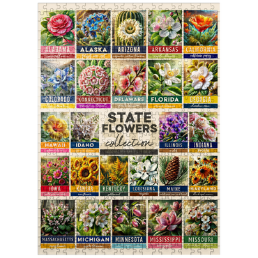 puzzleplate State Flowers Series: 50 State Flowers Collage, Part 1 of 2 500 Jigsaw Puzzle