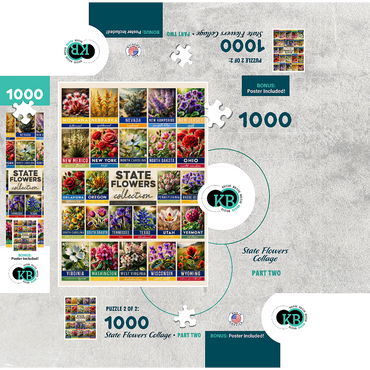 State Flowers Series: 50 State Flowers Collage, Part 2 of 2 1000 Jigsaw Puzzle box 3D Modell