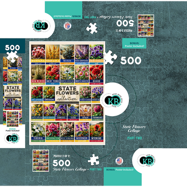 State Flowers Series: 50 State Flowers Collage, Part 2 of 2 500 Jigsaw Puzzle box 3D Modell