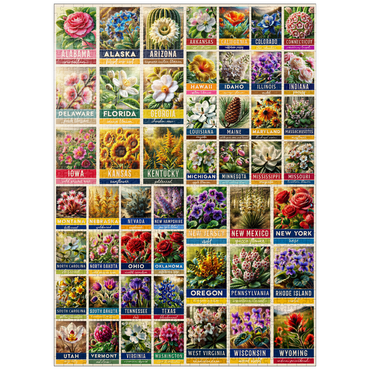 puzzleplate State Flowers Series: 50 State Flowers Collage, vol. 1 1000 Jigsaw Puzzle