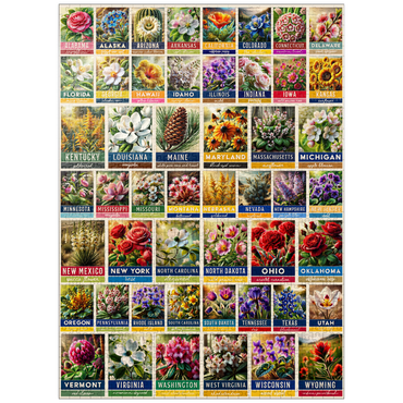 puzzleplate State Flowers Series: 50 State Flowers Collage, vol. 3 1000 Jigsaw Puzzle