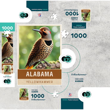 State Birds Series: Alabama, Yellowhammer 1000 Jigsaw Puzzle box 3D Modell