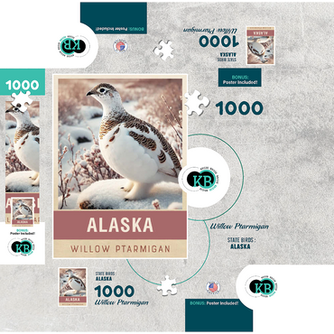 State Birds Series: Alaska, Willow Ptarmigan 1000 Jigsaw Puzzle box 3D Modell