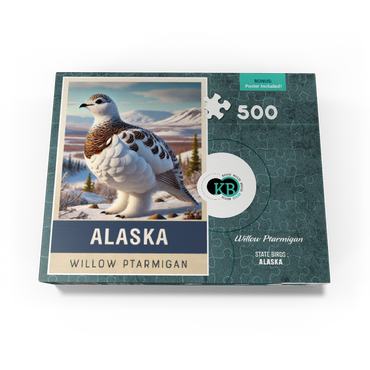 State Birds Series: Alaska, Willow Ptarmigan, close-up 500 Jigsaw Puzzle box view3