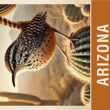 State Birds Series: Arizona, Cactus Wren 1000 Jigsaw Puzzle 3D Modell